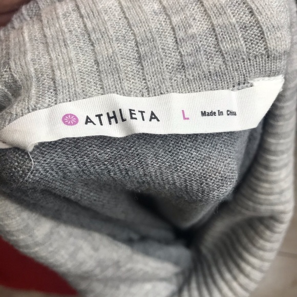 Athleta Cowl Neck Gray Color Block Sweater Dress - Picture 6 of 7